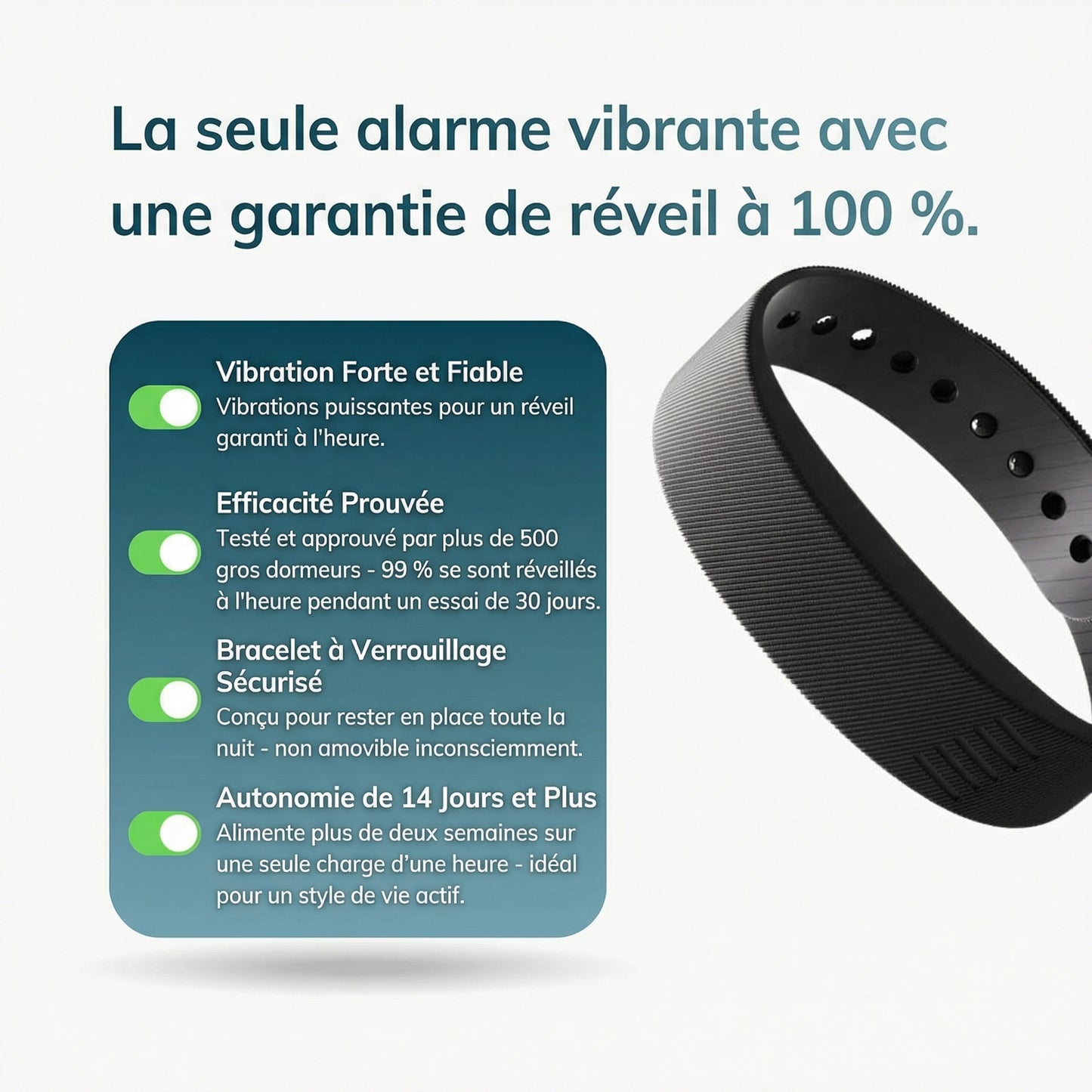 RiseFloow - Bracelet Réveil Vibrant Noir