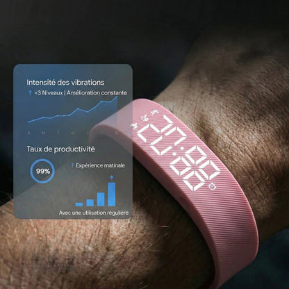 RiseFloow - Bracelet Réveil Vibrant Rose