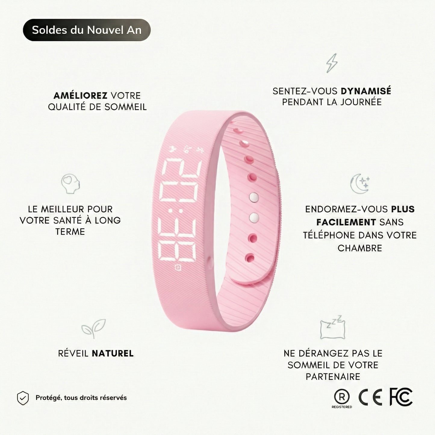 RiseFloow - Bracelet Réveil Vibrant