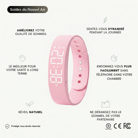 RiseFloow - Bracelet Réveil Vibrant Rose
