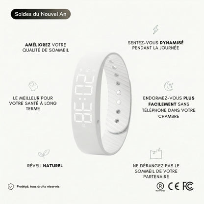 RiseFloow - Bracelet Réveil Vibrant Blanc