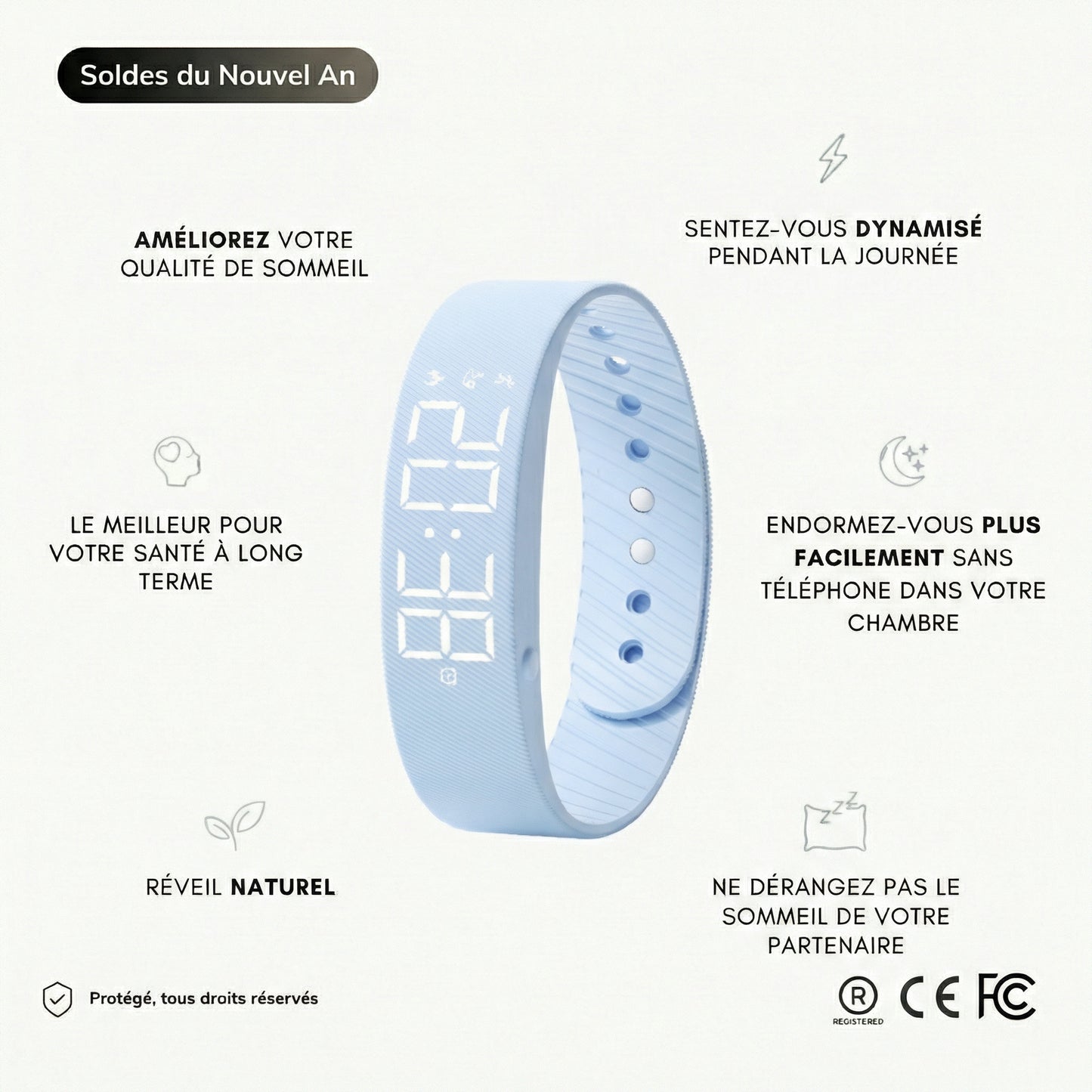 RiseFloow - Bracelet Réveil Vibrant